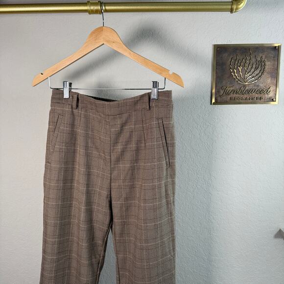 Women's Halara Brown Plaid Pull On Straight Leg Pants Size Medium NEW - Picture 10 of 10
